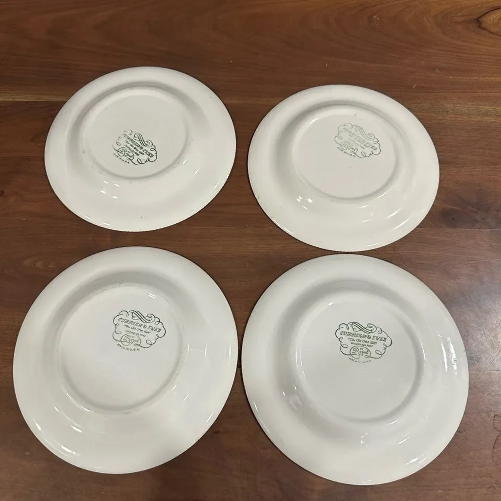 Set of 4 Currier and Ives Blue Old Grist Mill 10